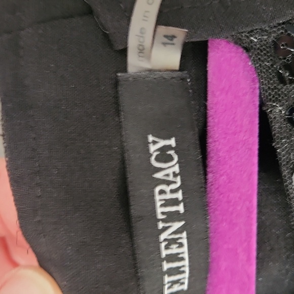 Ellen Tracy Black Sheath Dress with Sequin Accents Sz. 14 - Picture 3 of 8